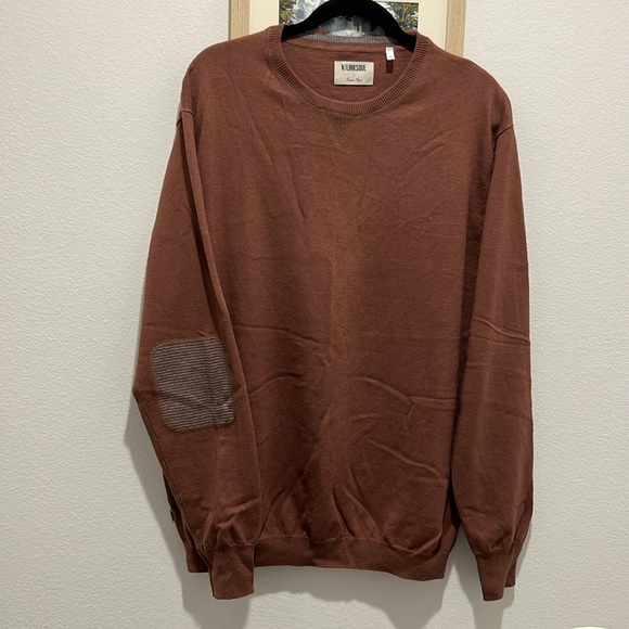 Like New Linksoul Chai Cotton Cashmere Crewneck Sweater Elbow Patch Size Large - Picture 2 of 5